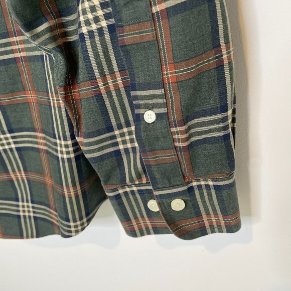 Classic | Pair of 100% Cotton Brooks Bros Button Downs | Green Plaid Blue Check - Picture 15 of 16